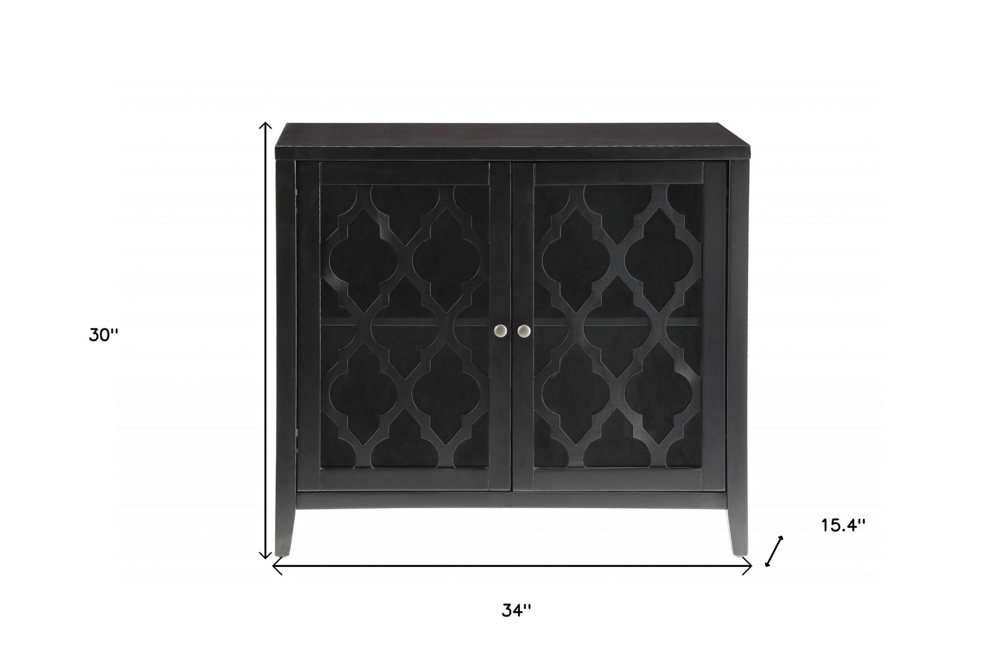 34" Black Sideboard with Two Glass Doors-Sideboards-DECOROLALA