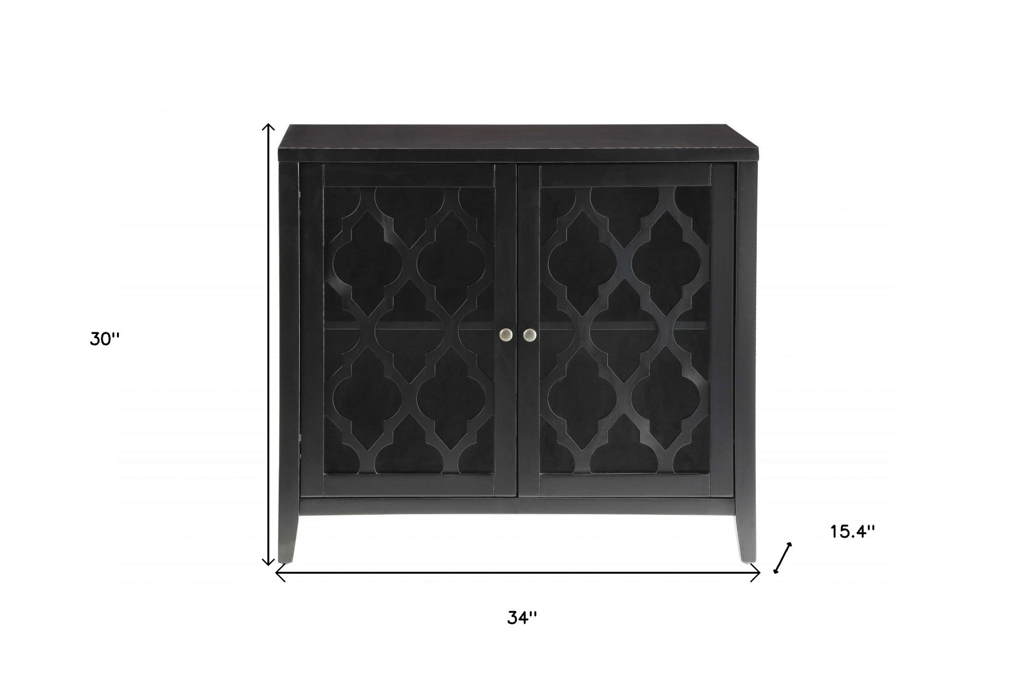34" Black Sideboard with Two Glass Doors-Sideboards-DECOROLALA