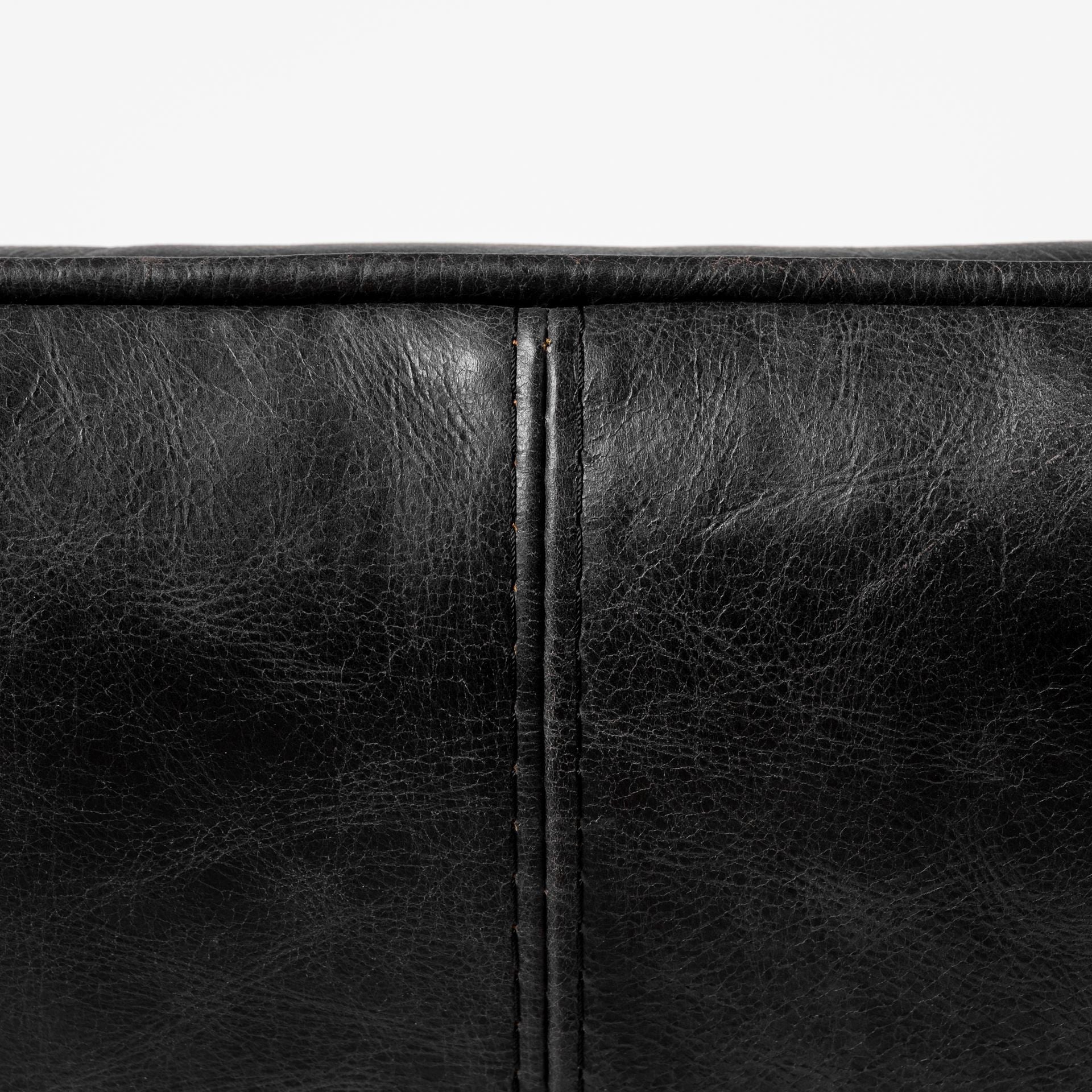 34" Black and Brass Top Grain Leather Distressed Slipper Chair-Accent Chairs-DECOROLALA