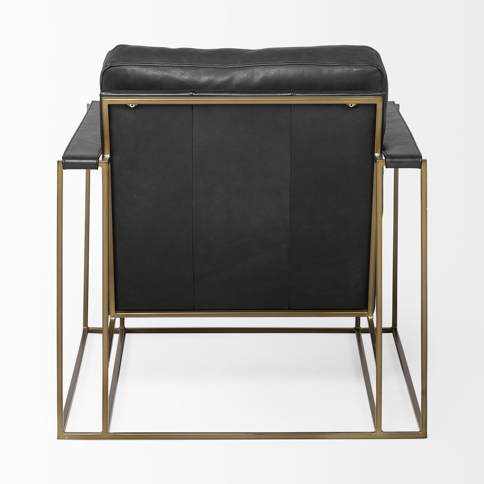 34" Black and Gold Faux Leather Lounge Chair-Accent Chairs-DECOROLALA