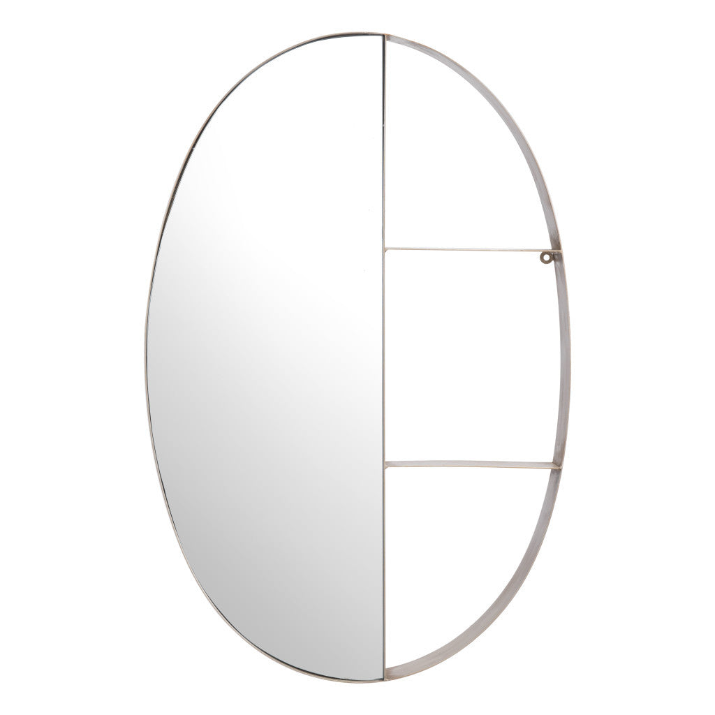 34" Bronze Oval Steel Framed Accent Mirror-Mirrors-DECOROLALA
