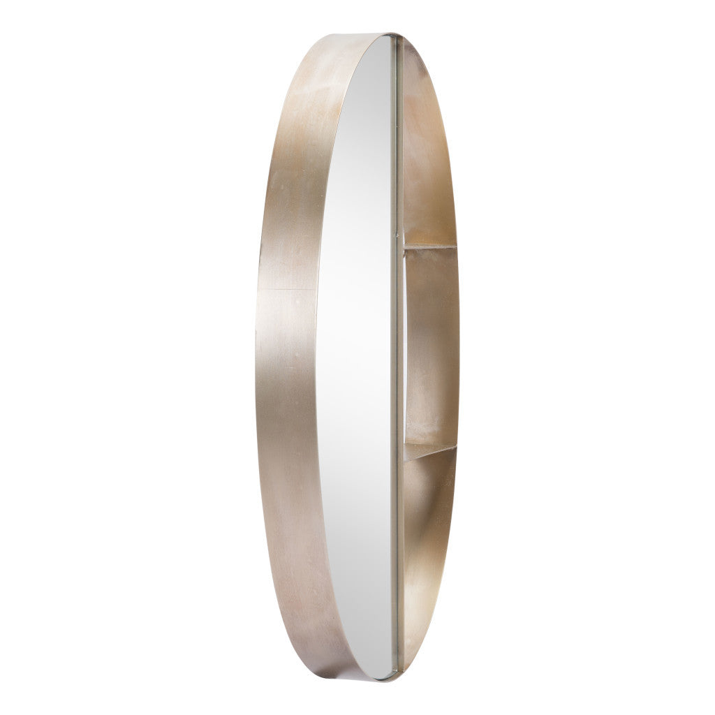 34" Bronze Oval Steel Framed Accent Mirror-Mirrors-DECOROLALA