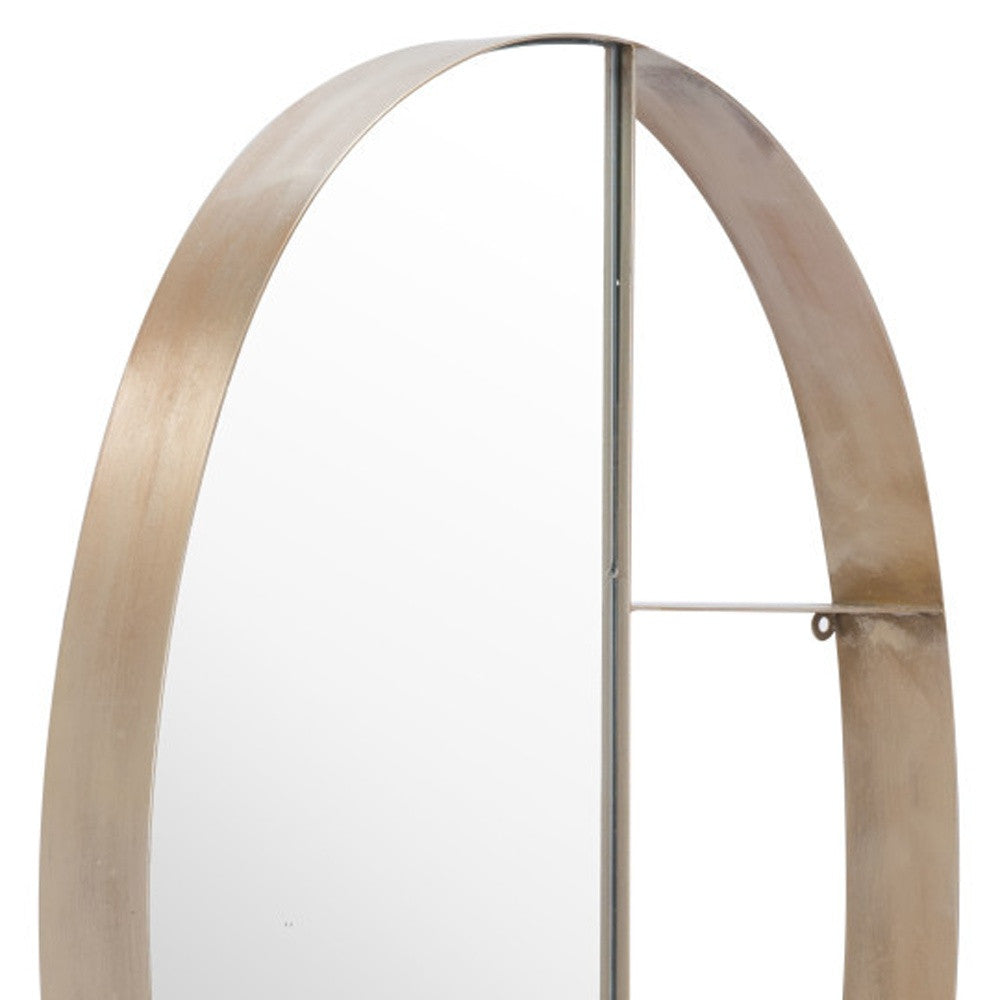 34" Bronze Oval Steel Framed Accent Mirror-Mirrors-DECOROLALA