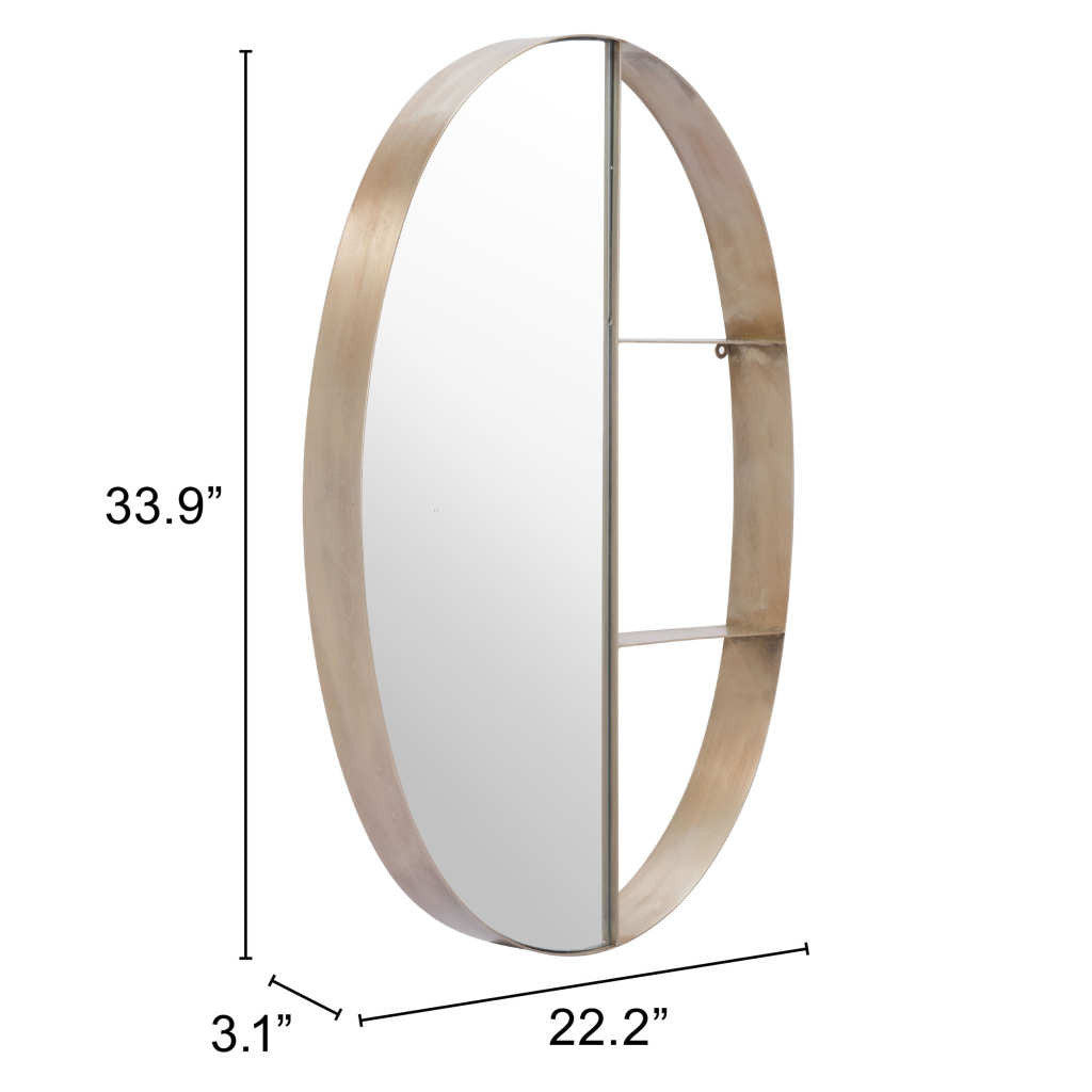 34" Bronze Oval Steel Framed Accent Mirror-Mirrors-DECOROLALA