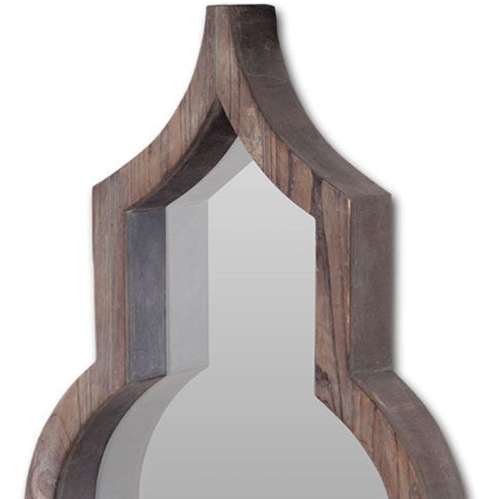 34" Dark Brown Novelty Framed Accent Mirror-Mirrors-DECOROLALA