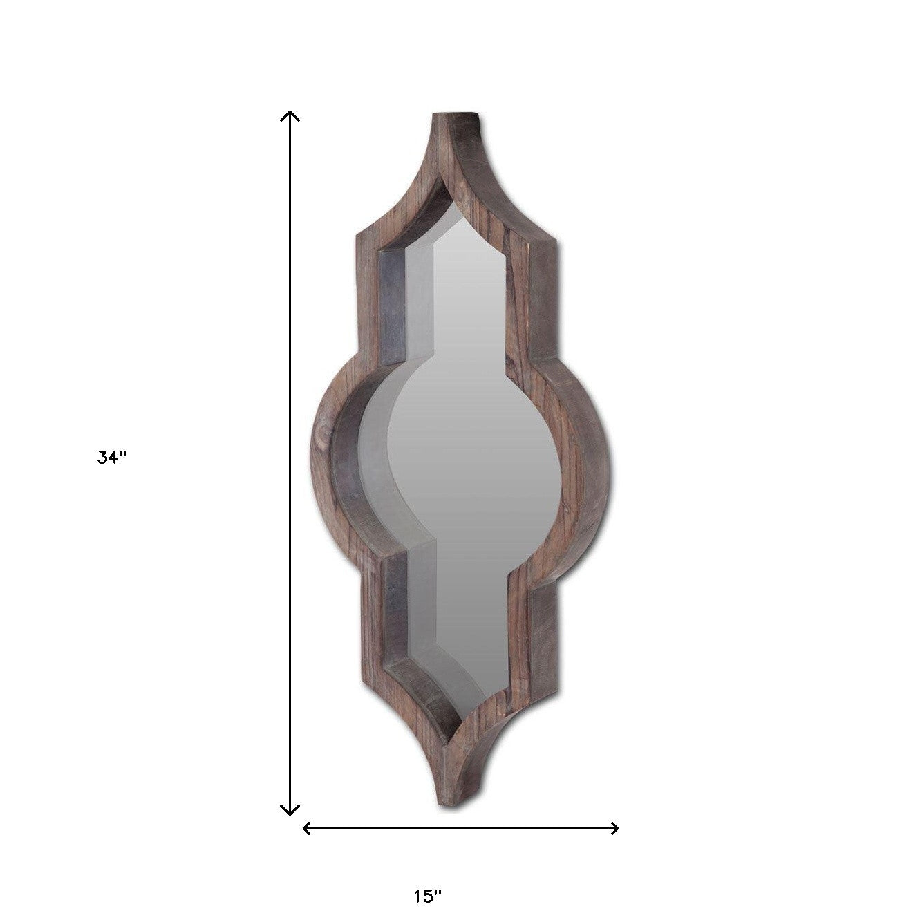 34" Dark Brown Novelty Framed Accent Mirror-Mirrors-DECOROLALA