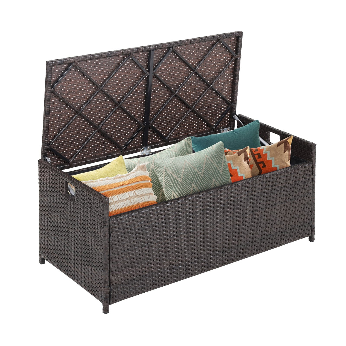 34 Gallon Patio Storage Bench with Seat Cushion and Zippered Liner-Garages-DECOROLALA