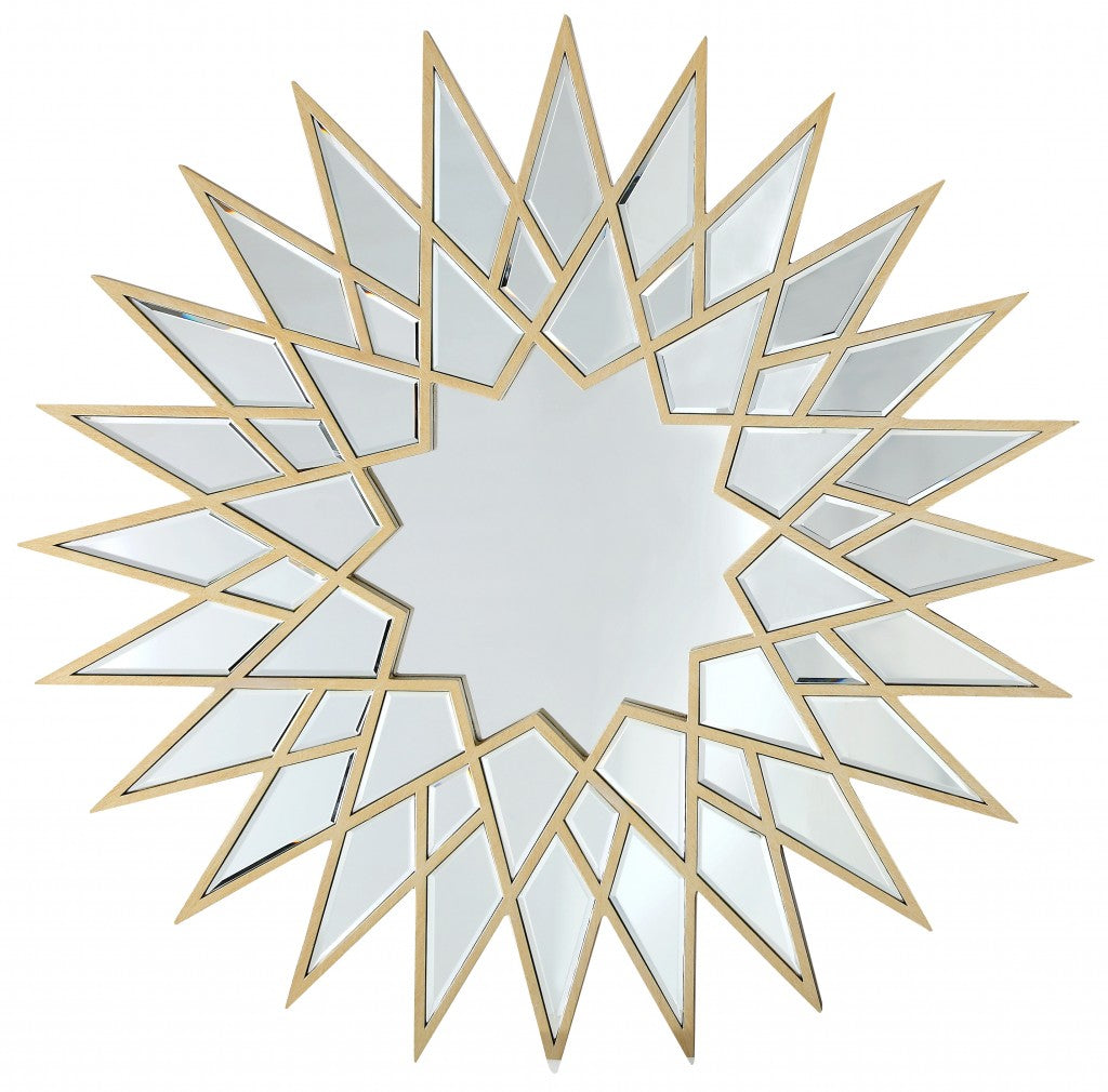 34" Gold Sunburst Metal Framed Accent Mirror-Mirrors-DECOROLALA