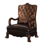 34" Golden Brown and Chocolate Velvet Tufted Arm Chair And Toss Pillow-Accent Chairs-DECOROLALA