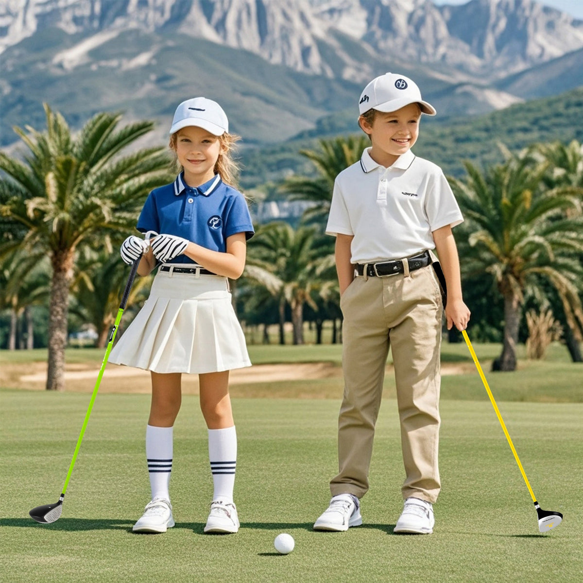 34 Inch 165CC Junior #3 Fairway Wood Golf Club with Fiberglass Shaft for Kids Ages 8-10-Green-Golf-DECOROLALA