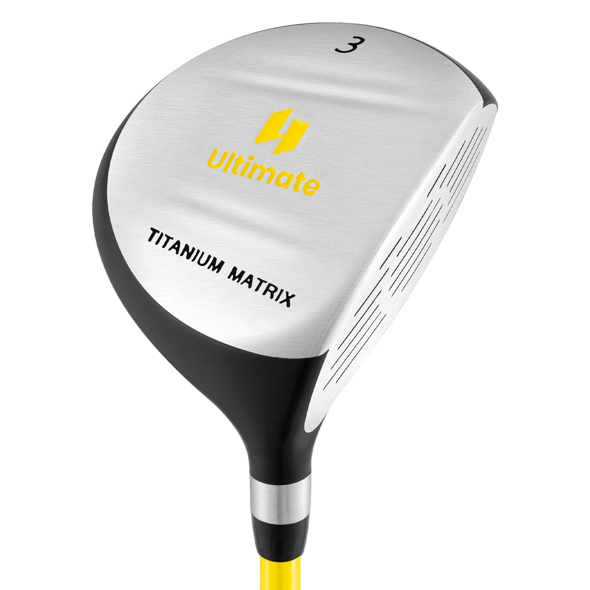 34 Inch 165CC Junior #3 Fairway Wood Golf Club with Fiberglass Shaft for Kids Ages 8-10-Yellow-Golf-DECOROLALA