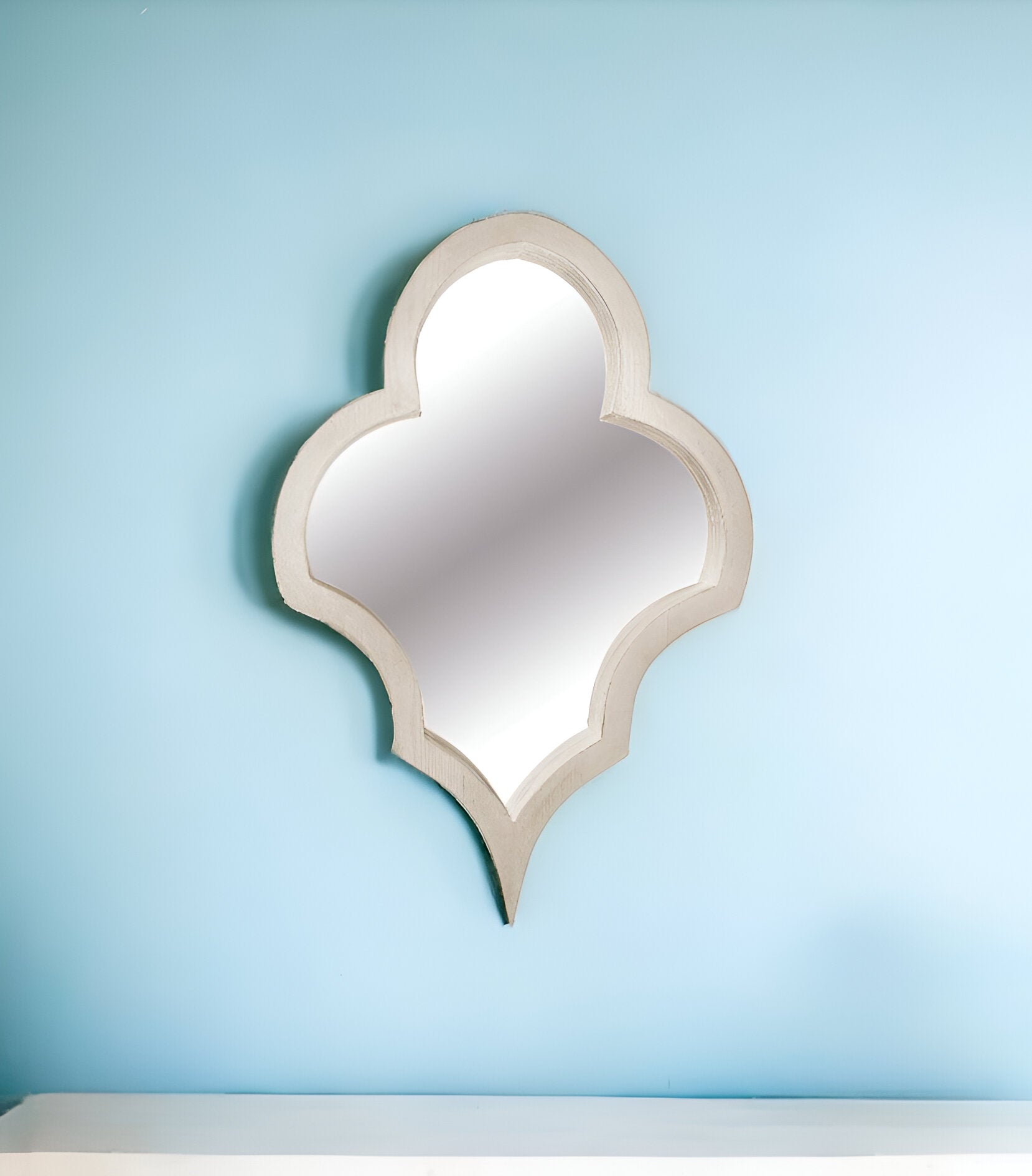 34" Natural Novelty Wood Framed Accent Mirror-Mirrors-DECOROLALA