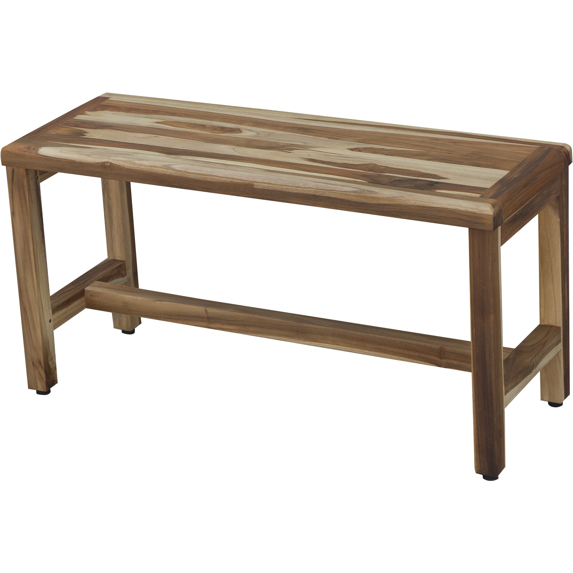 34" Natural Teak Rectangular Shower Bench With Shelf-Shower Benches-DECOROLALA