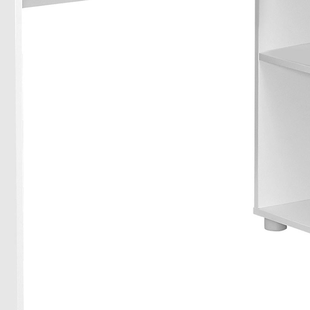 34" White L Shape Computer Desk With Two Drawers-Desks-DECOROLALA