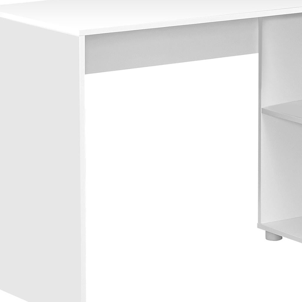 34" White L Shape Computer Desk With Two Drawers-Desks-DECOROLALA
