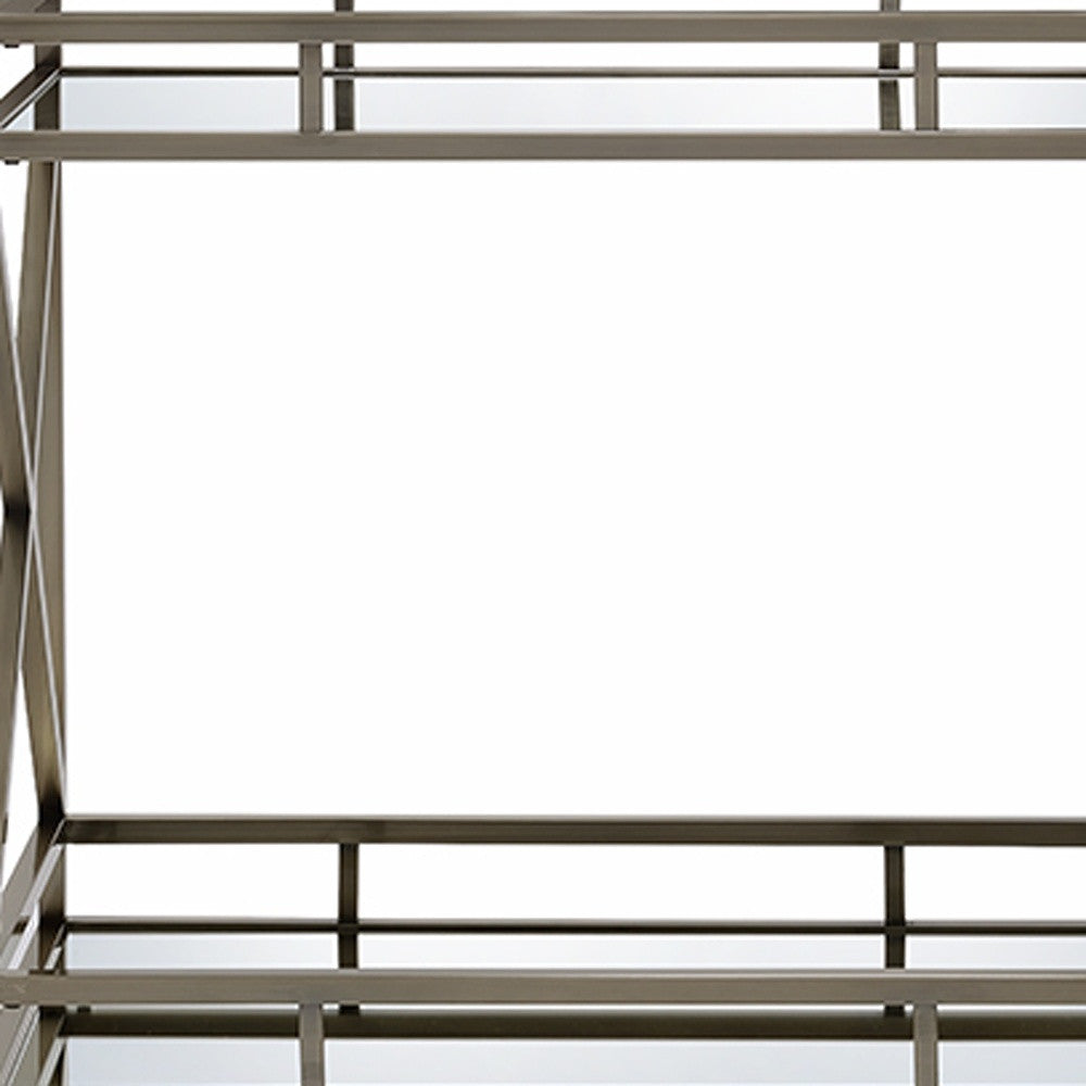 34" X 20" X 35" Antique Brass Metal Serving Cart-Kitchen Carts-Islands-DECOROLALA