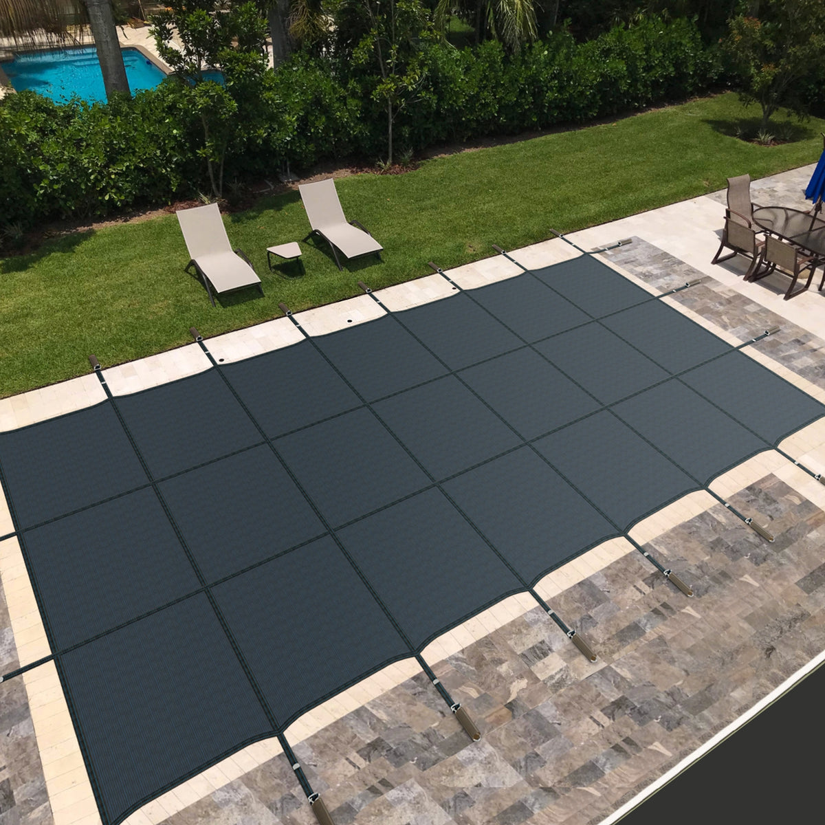 34 x 18 Feet Safety Pool Cover Fits 32 x16 Feet Inground Swimming Pools-Blue-Swimming Pools-DECOROLALA