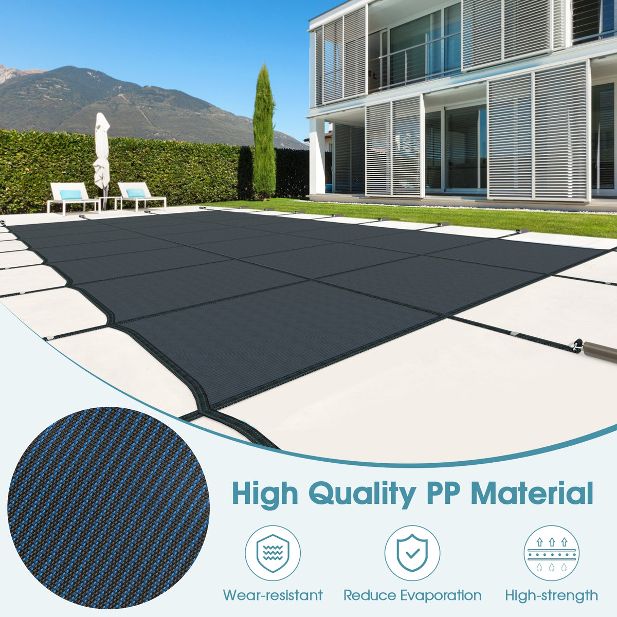 34 x 18 Feet Safety Pool Cover Fits 32 x16 Feet Inground Swimming Pools-Blue-Swimming Pools-DECOROLALA