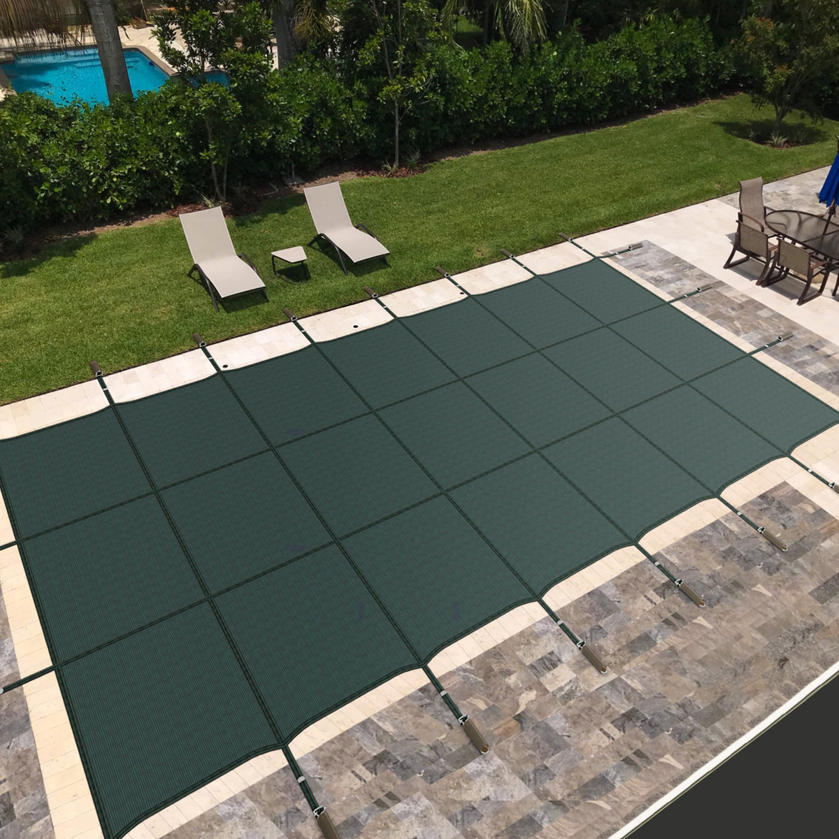 34 x 18 Feet Safety Pool Cover Fits 32 x16 Feet Inground Swimming Pools-Green-Swimming Pools-DECOROLALA