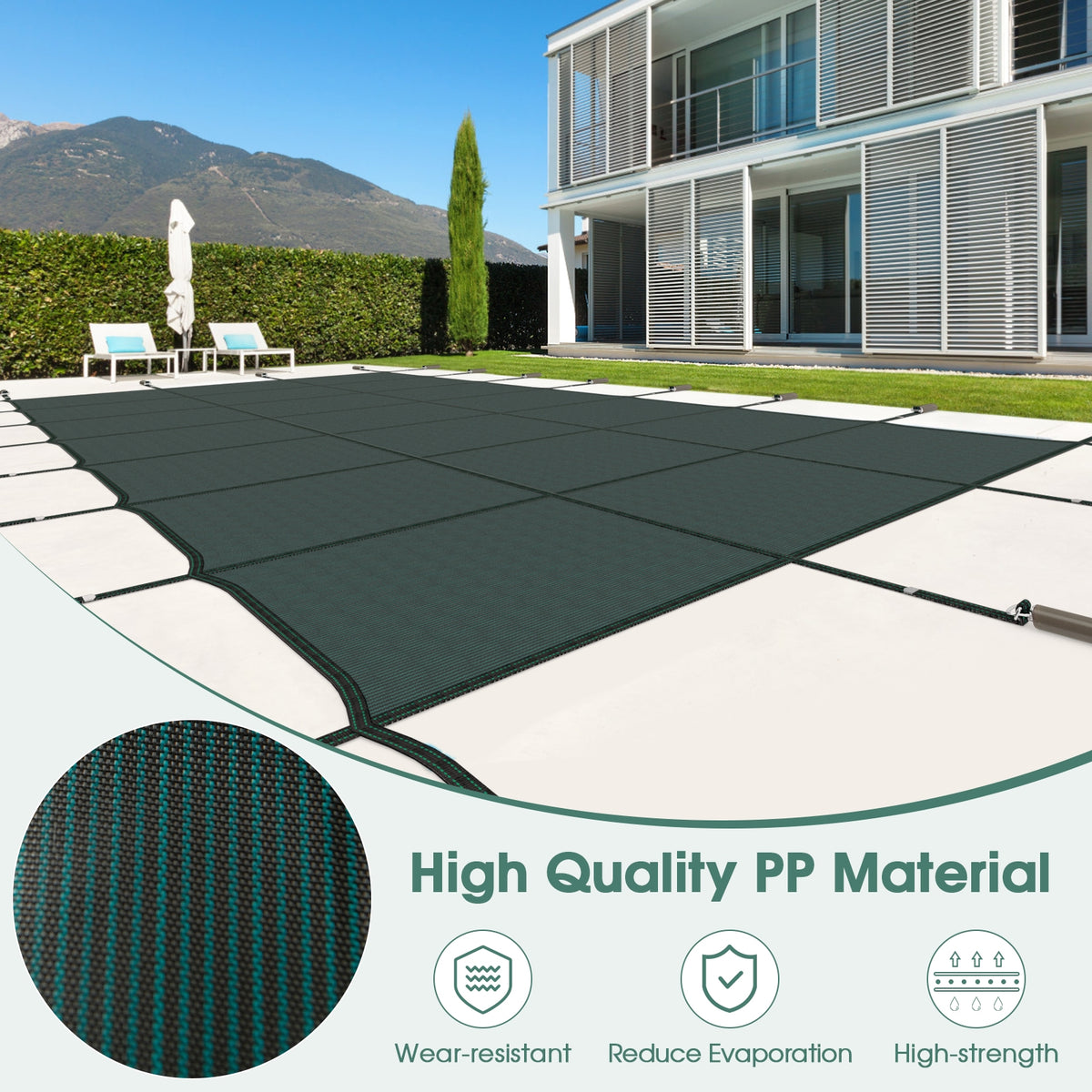 34 x 18 Feet Safety Pool Cover Fits 32 x16 Feet Inground Swimming Pools-Green-Swimming Pools-DECOROLALA