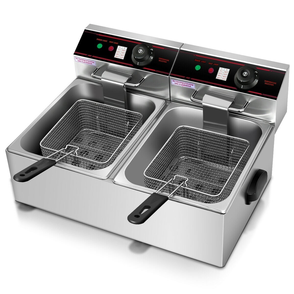3400W Dual Tank Electric Countertop Deep Fryer-Air Fryers-DECOROLALA
