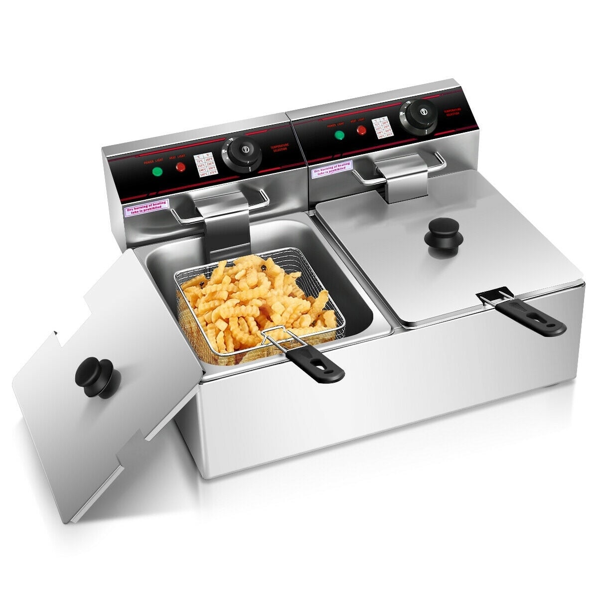 3400W Dual Tank Electric Countertop Deep Fryer-Air Fryers-DECOROLALA