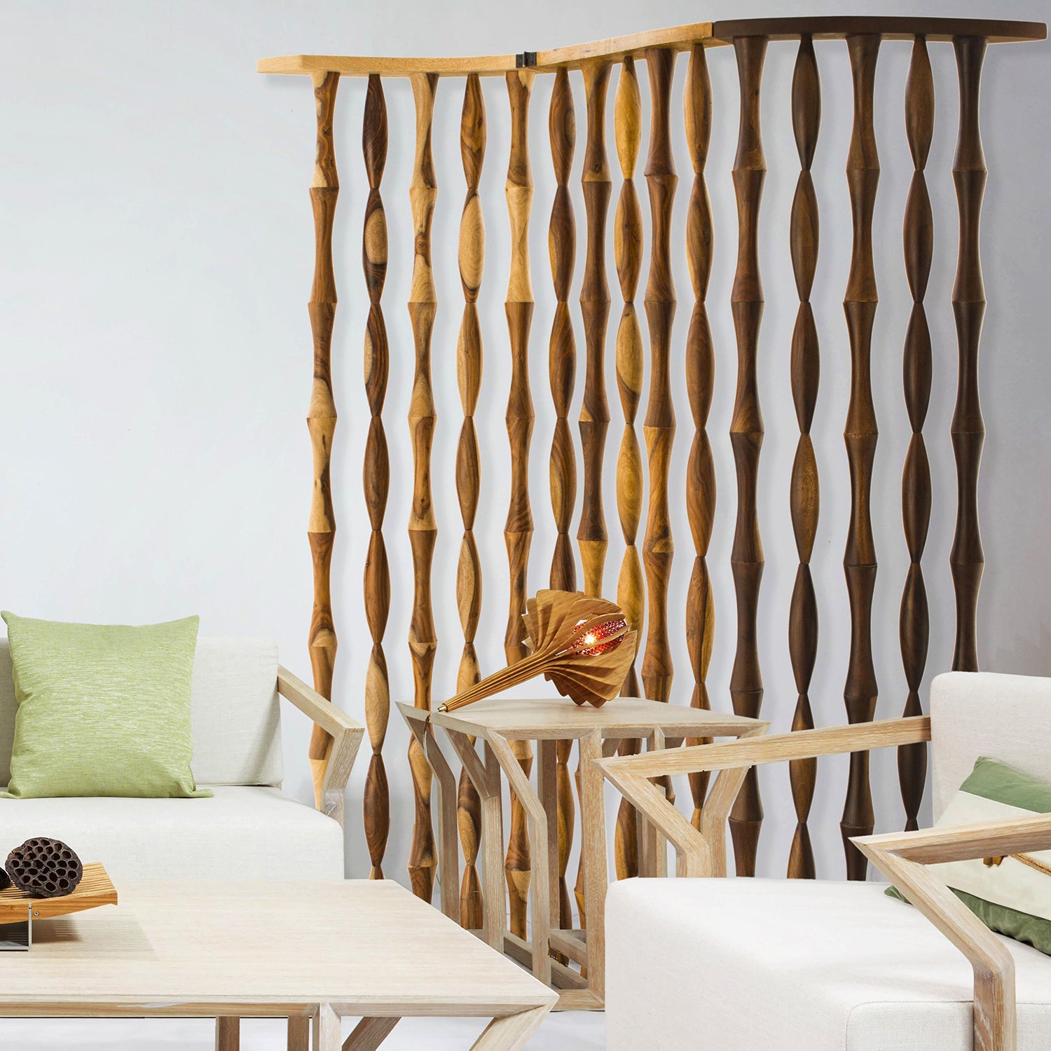 74" Natural Solid Wood Three Panel Screen Room Divider-Room Dividers-DECOROLALA