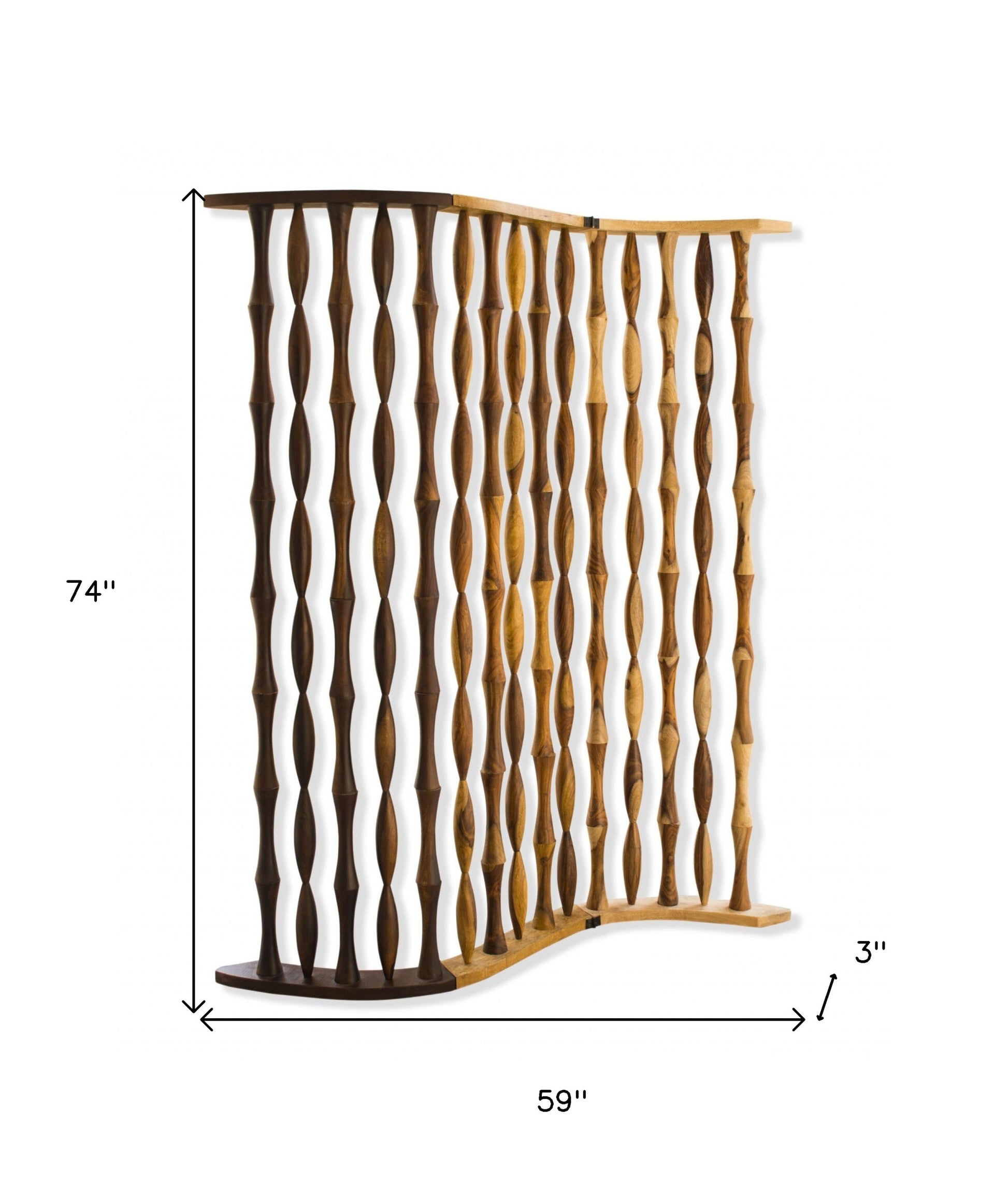 74" Natural Solid Wood Three Panel Screen Room Divider-Room Dividers-DECOROLALA
