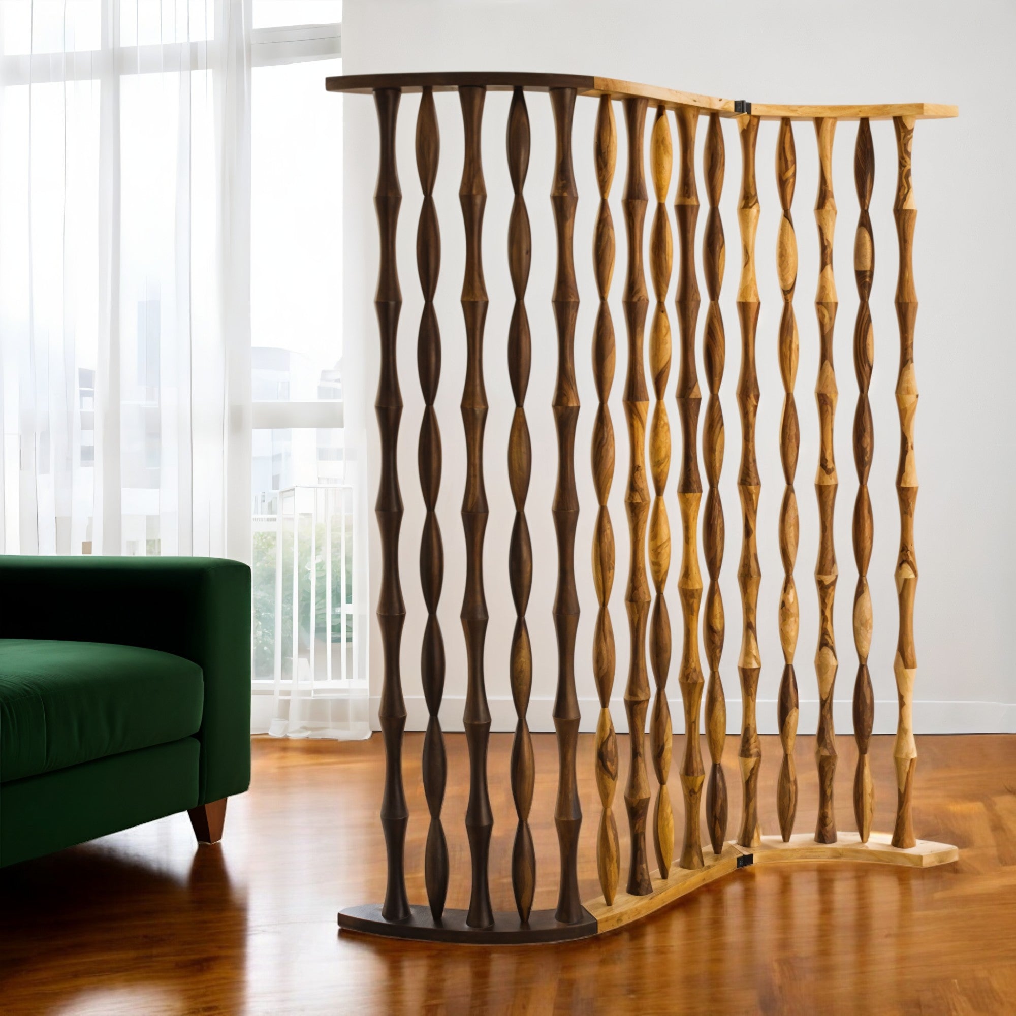 74" Natural Solid Wood Three Panel Screen Room Divider-Room Dividers-DECOROLALA
