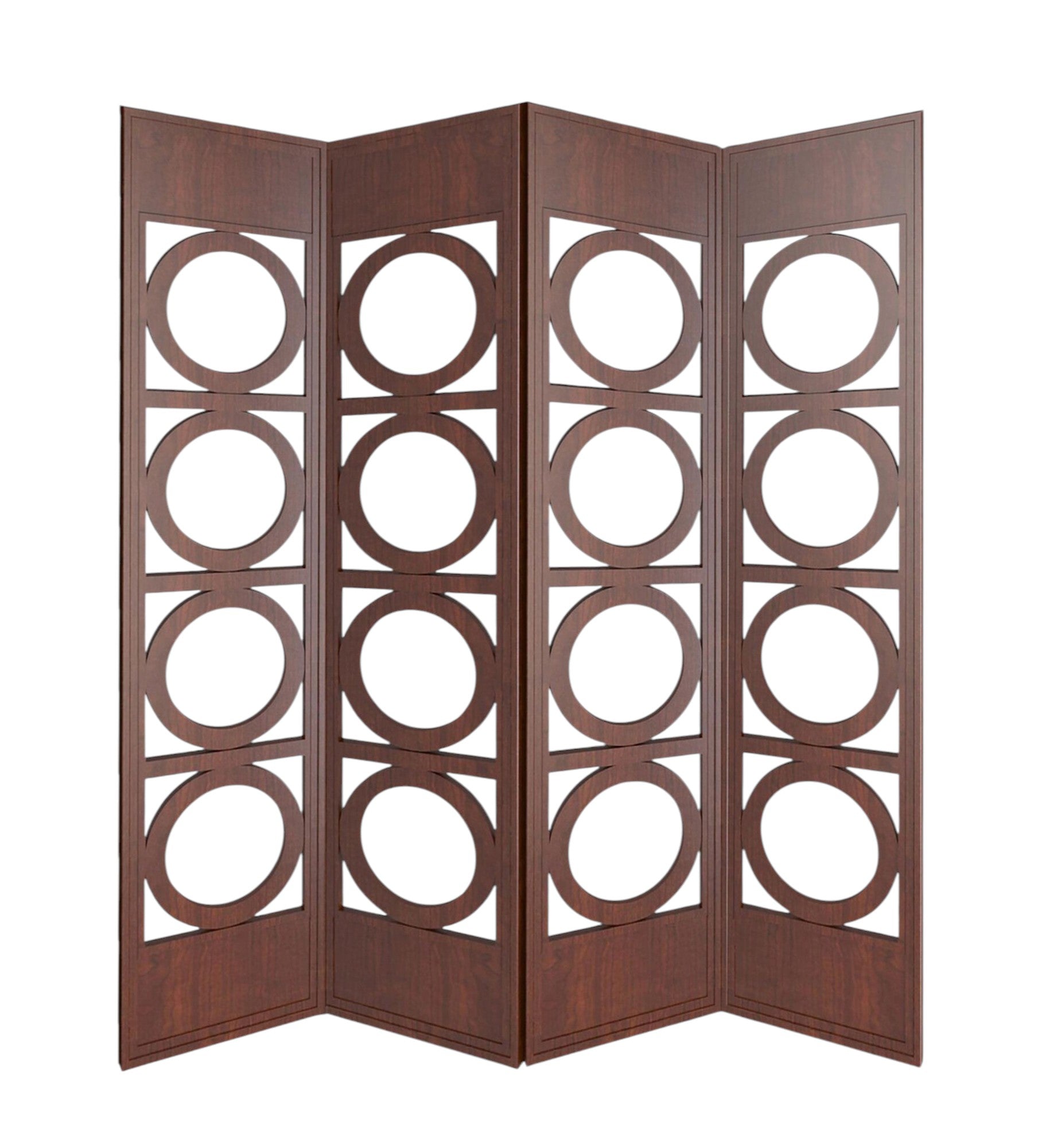 84" Brown Solid Wood Folding Four Panel Screen Room Divider-Room Dividers-DECOROLALA