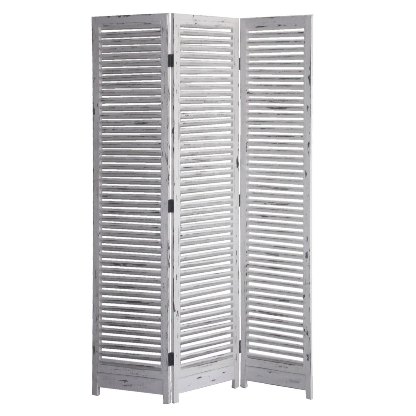 71" White Folding Three Panel Screen Room Divider-Room Dividers-DECOROLALA