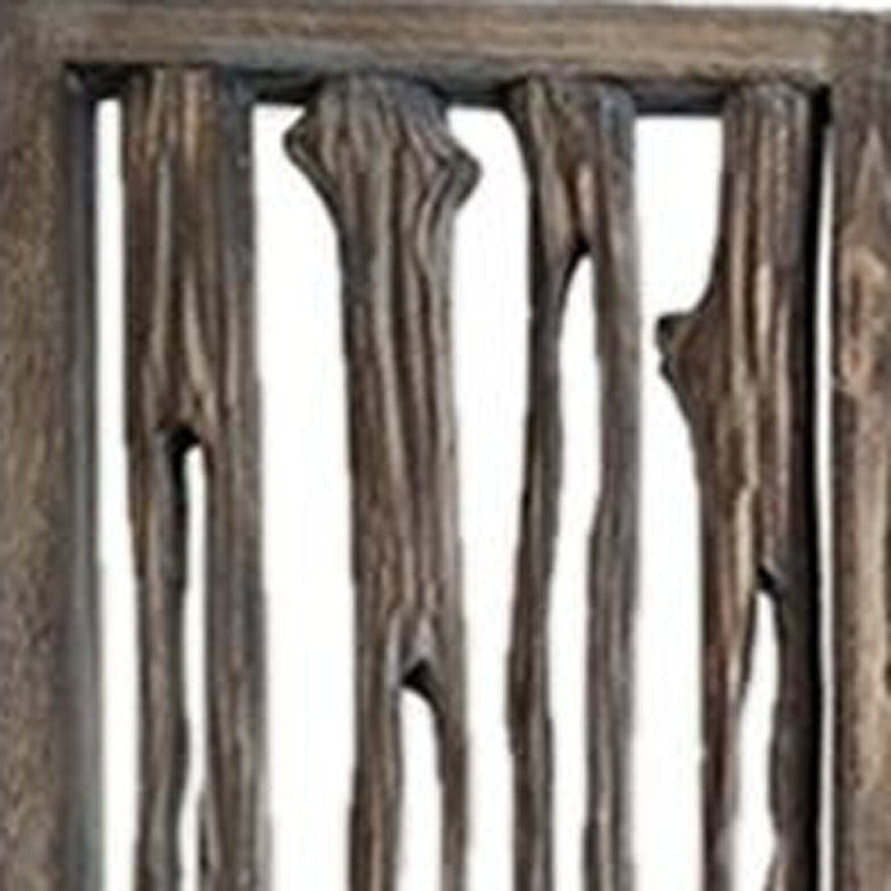 84" Brown Wood Folding Four Panel Screen Room Divider-Room Dividers-DECOROLALA