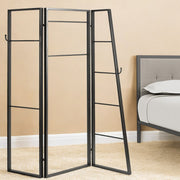 72" Gray Iron Folding Three Panel Screen Room Divider-Room Dividers-DECOROLALA