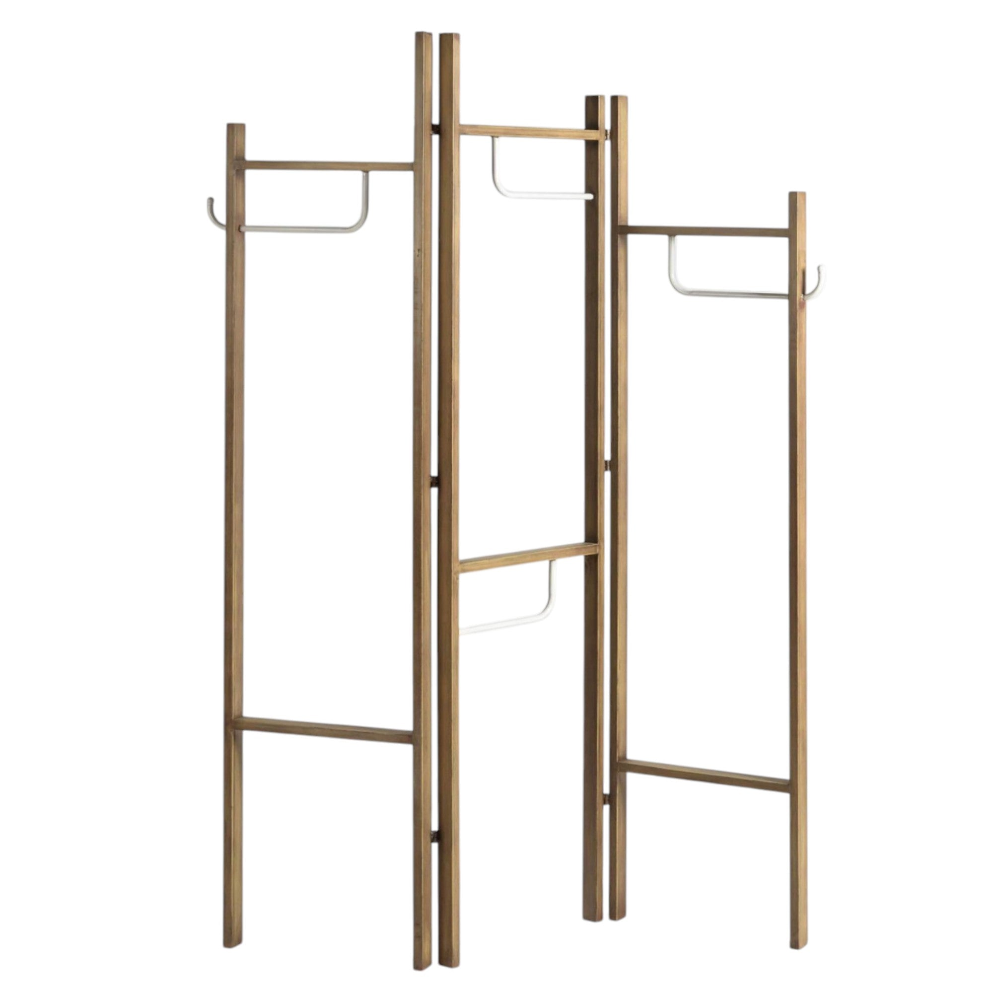 72" Brown Iron Folding Three Panel Screen Room Divider-Room Dividers-DECOROLALA