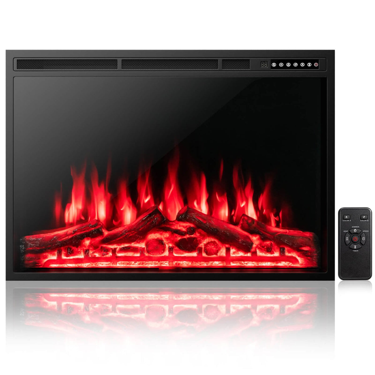34/37 Inch Electric Fireplace Recessed with Adjustable Flames-Fireplaces-DECOROLALA