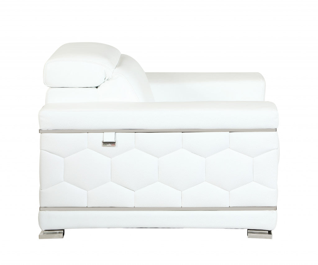 Two Piece Indoor White Italian Leather Five Person Seating Set-Seating Sets-DECOROLALA