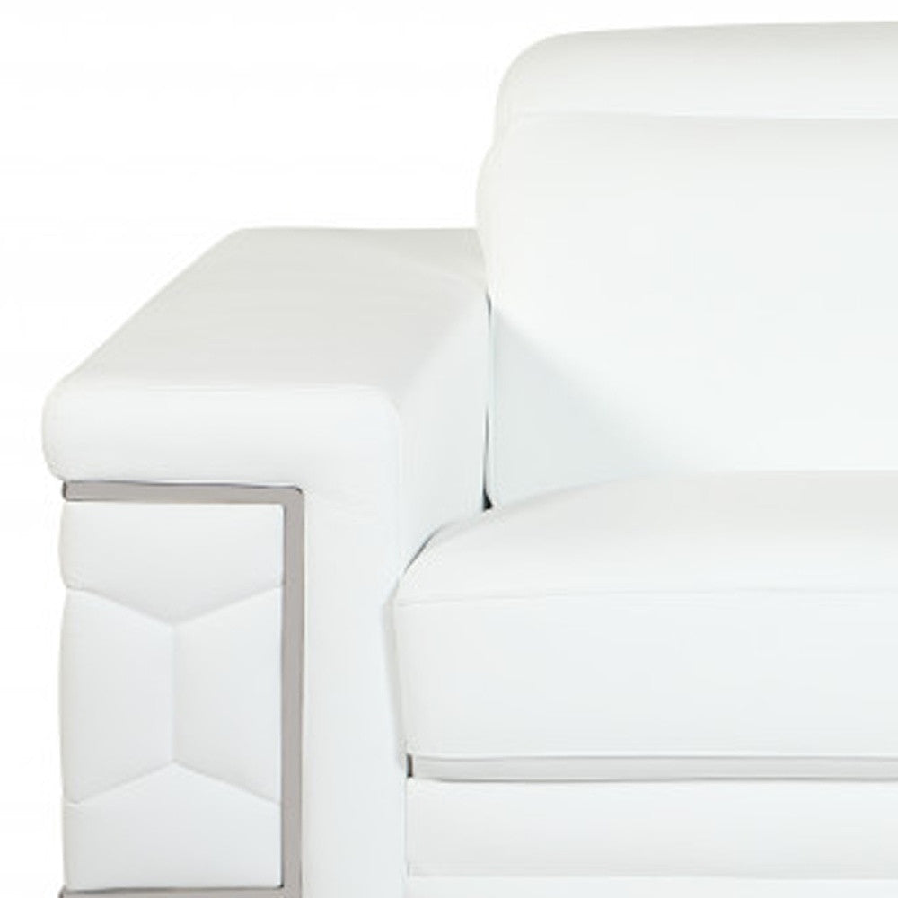 Two Piece Indoor White Italian Leather Five Person Seating Set-Seating Sets-DECOROLALA