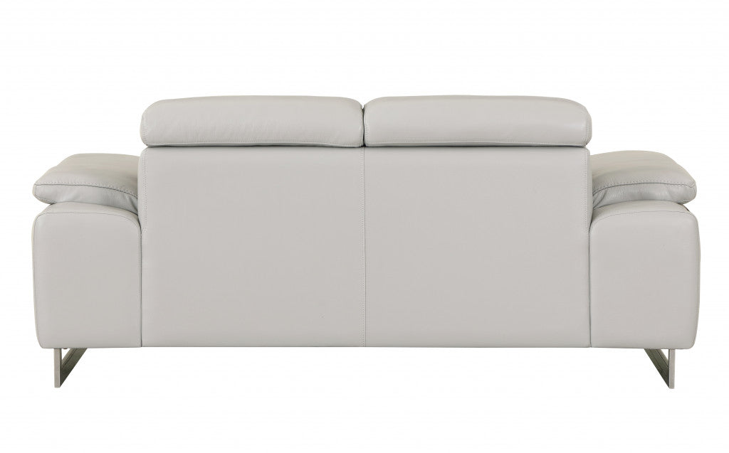 Two Piece Indoor Light Gray Italian Leather Five Person Seating Set-Seating Sets-DECOROLALA