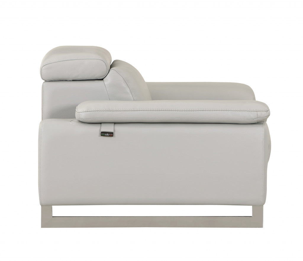 Two Piece Indoor Light Gray Italian Leather Five Person Seating Set-Seating Sets-DECOROLALA
