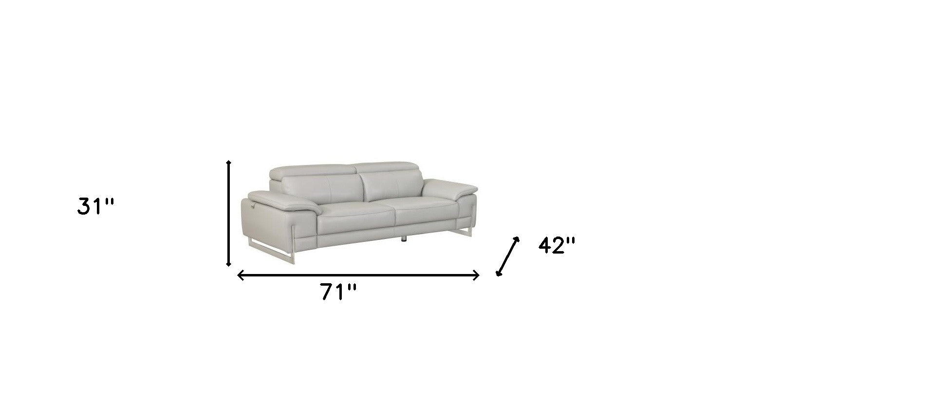 Two Piece Indoor Light Gray Italian Leather Five Person Seating Set-Seating Sets-DECOROLALA
