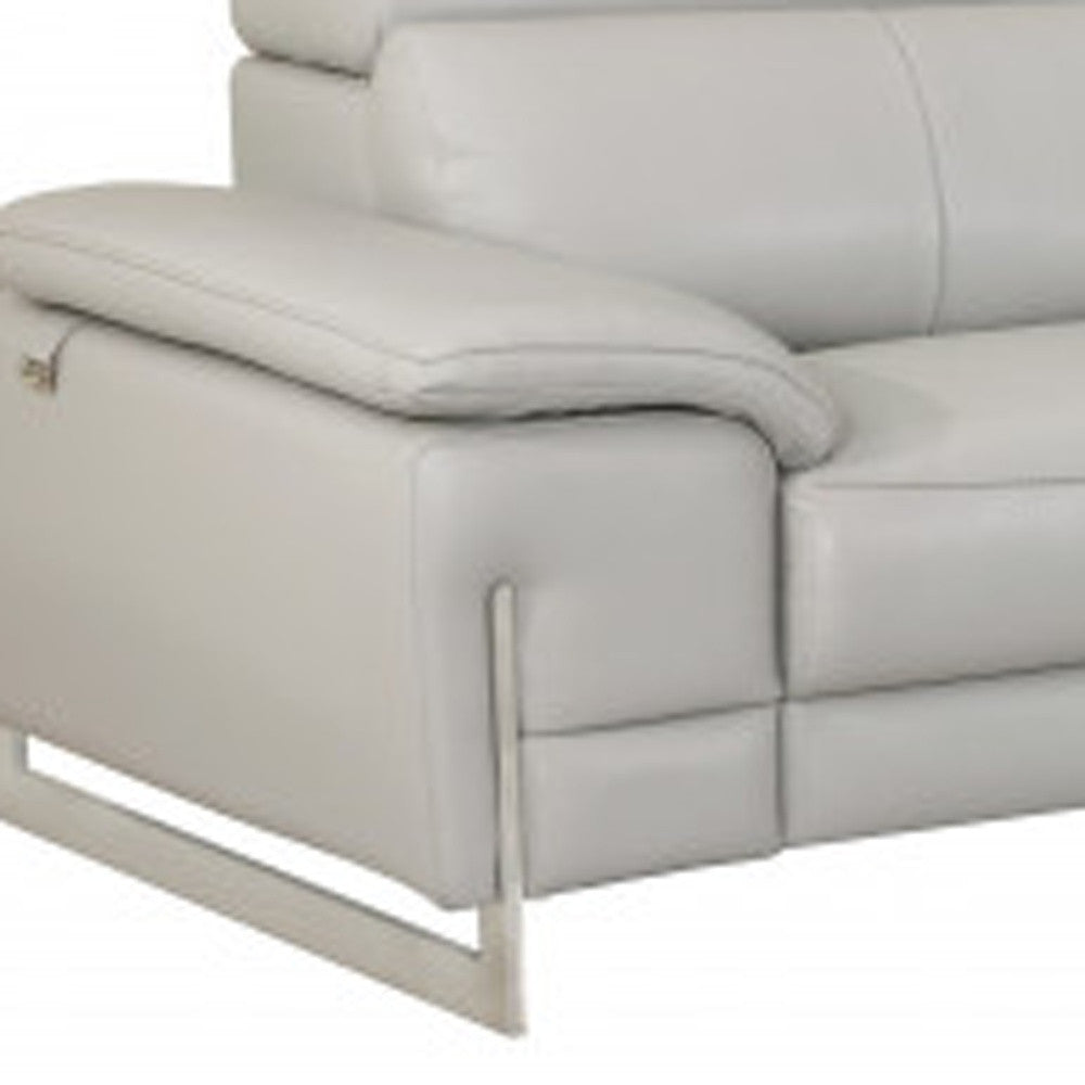 Two Piece Indoor Light Gray Italian Leather Five Person Seating Set-Seating Sets-DECOROLALA