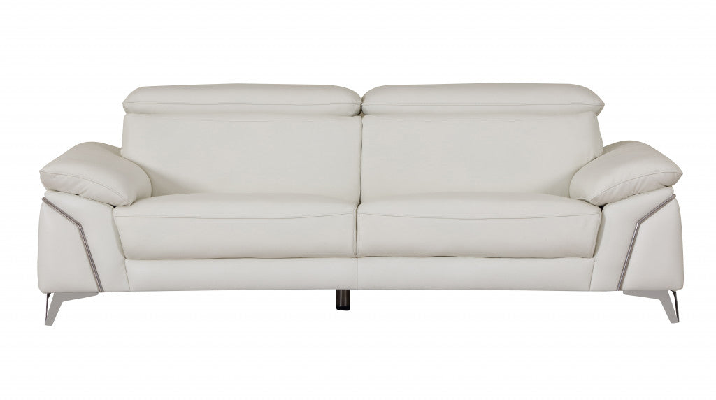 Two Piece Indoor White Italian Leather Five Person Seating Set-Seating Sets-DECOROLALA