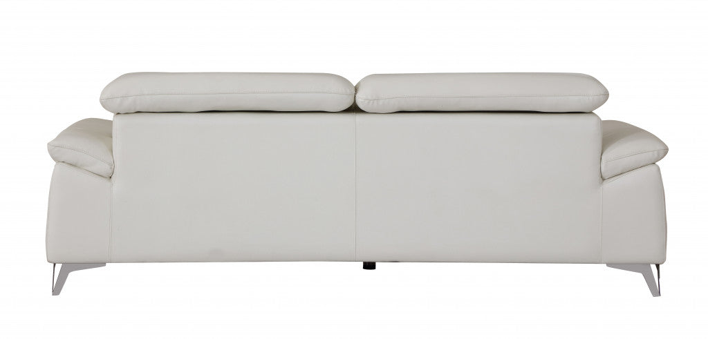 Two Piece Indoor White Italian Leather Five Person Seating Set-Seating Sets-DECOROLALA