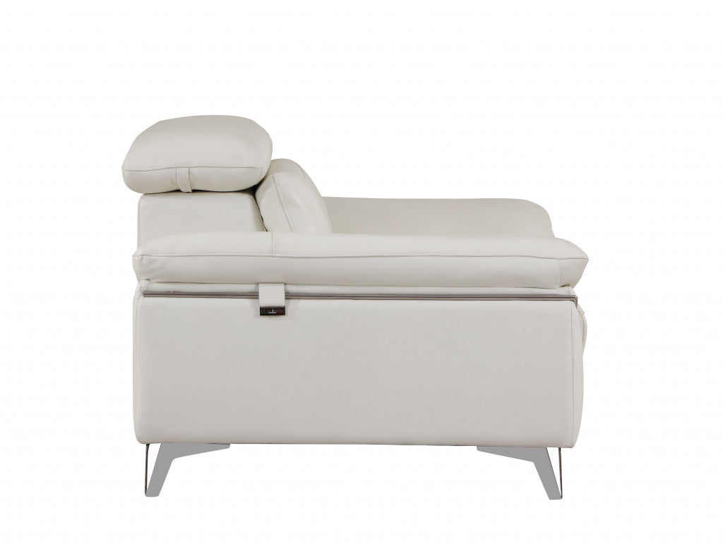 Two Piece Indoor White Italian Leather Five Person Seating Set-Seating Sets-DECOROLALA