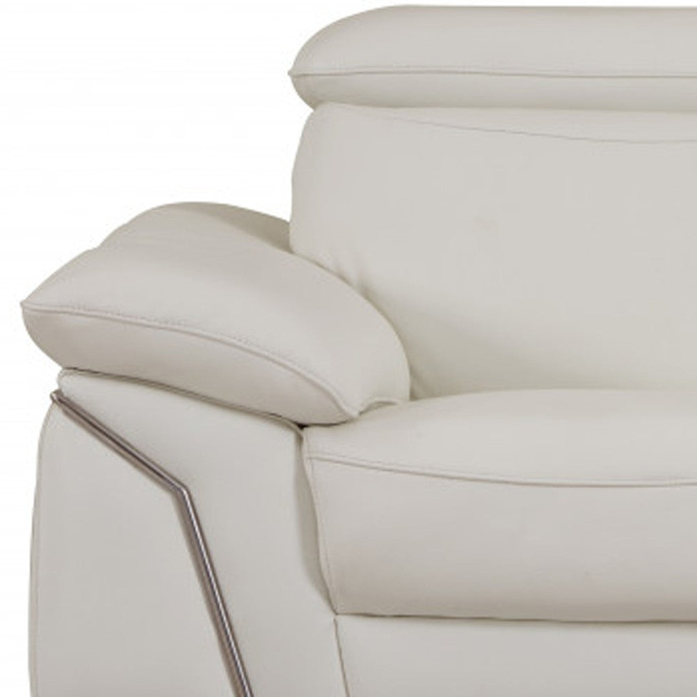 Two Piece Indoor White Italian Leather Five Person Seating Set-Seating Sets-DECOROLALA