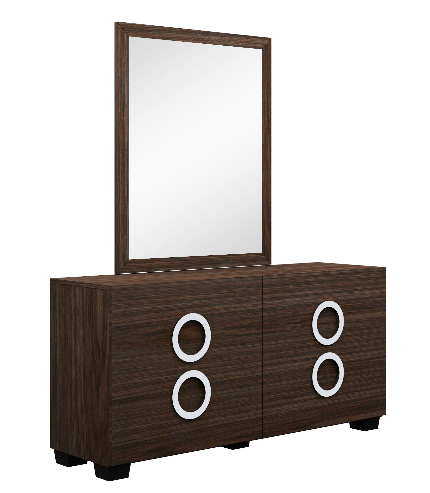 Four Piece Wood Brown Solid Wood Bedroom Set With Mirror-Bedroom Furniture Sets-DECOROLALA