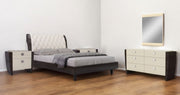 Four Piece Beige Solid and Manufactured Wood Bedroom Set With Mirror-Bedroom Furniture Sets-DECOROLALA