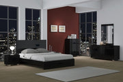 Four Piece Black Solid Wood Bedroom Set With Mirror-Bedroom Furniture Sets-DECOROLALA