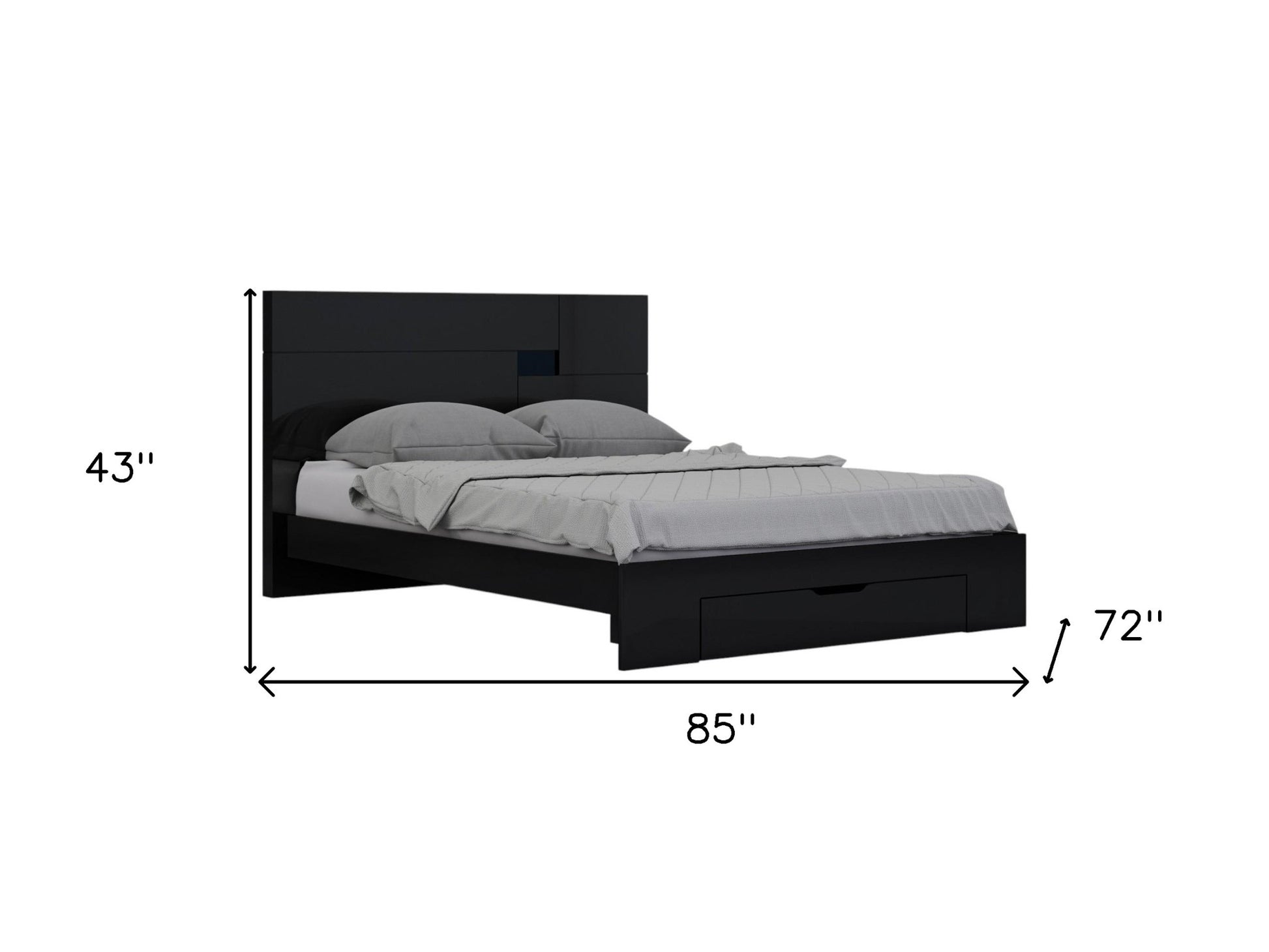 Four Piece Black Solid Wood Bedroom Set With Mirror-Bedroom Furniture Sets-DECOROLALA