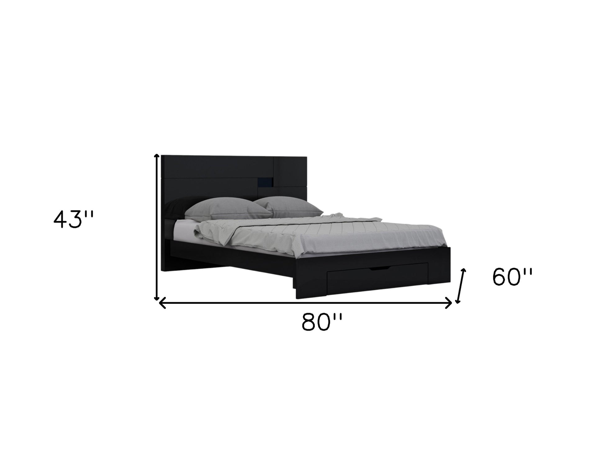 Four Piece Black Solid Wood Bedroom Set With Mirror-Bedroom Furniture Sets-DECOROLALA